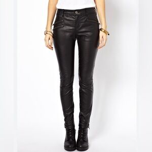Free People Vegan Leather Pant With Zips Size 4 Black Goth Grunge Witchycore